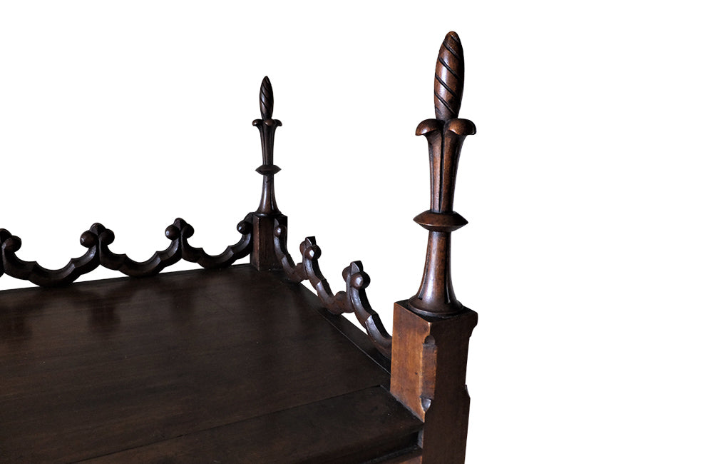 Neo-Gothic Revival Walnut Shelves - French Walnut Shelves - Antique Decorative French Furniture - Decorative Antiques - AD & PS Antiques