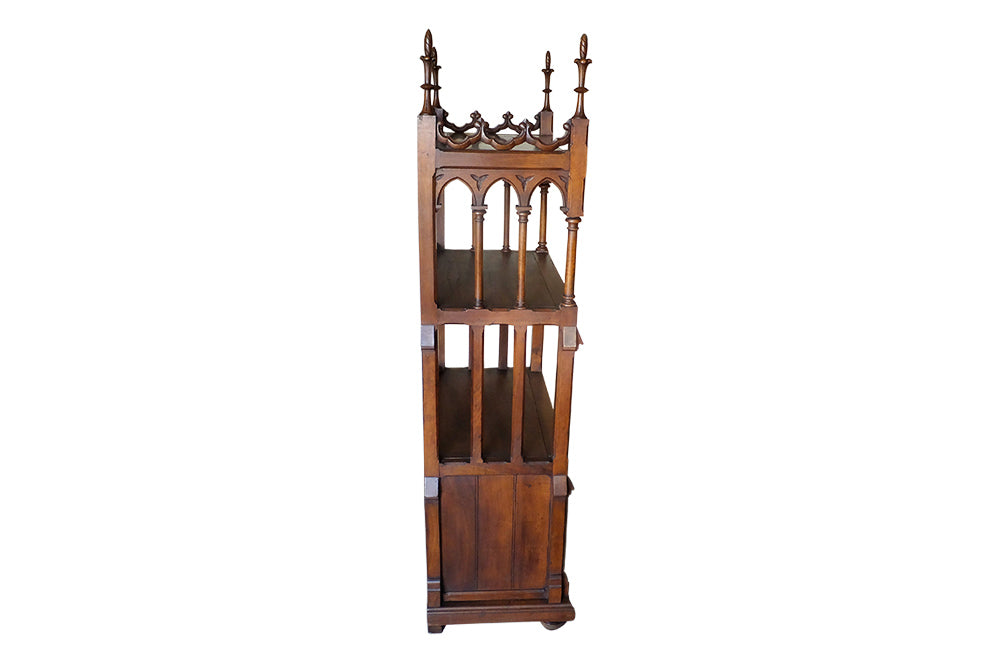 Neo-Gothic Revival Walnut Shelves - French Walnut Shelves - Antique Decorative French Furniture - Decorative Antiques - AD & PS Antiques