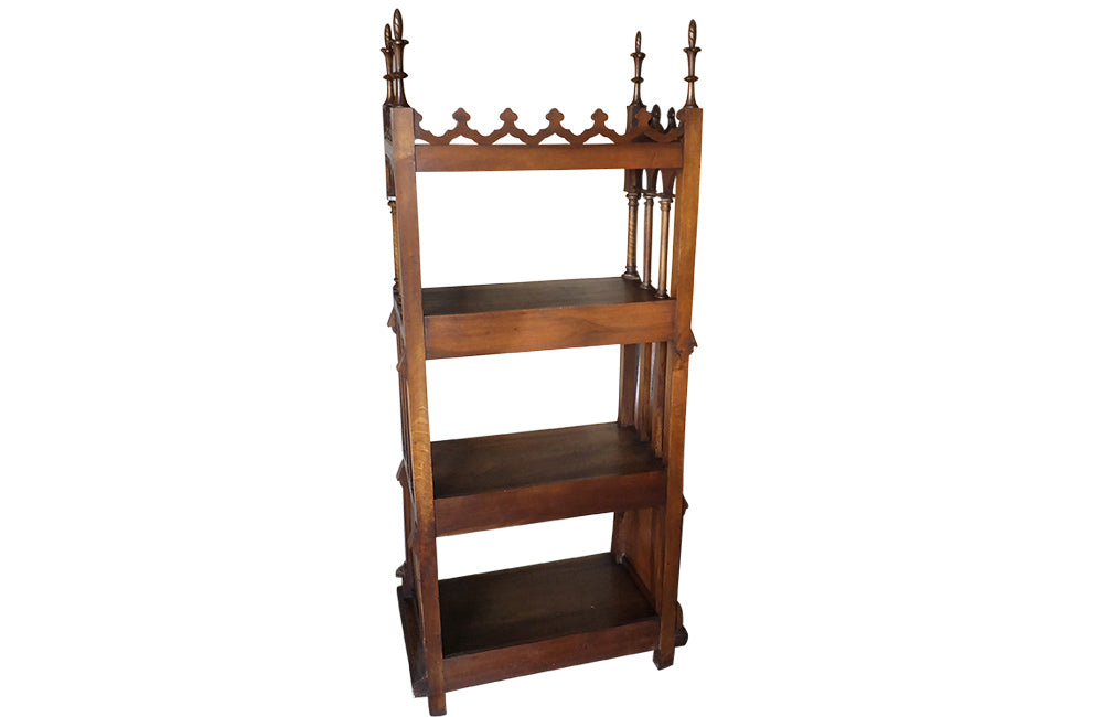 Neo-Gothic Revival Walnut Shelves - French Walnut Shelves - Antique Decorative French Furniture - Decorative Antiques - AD & PS Antiques