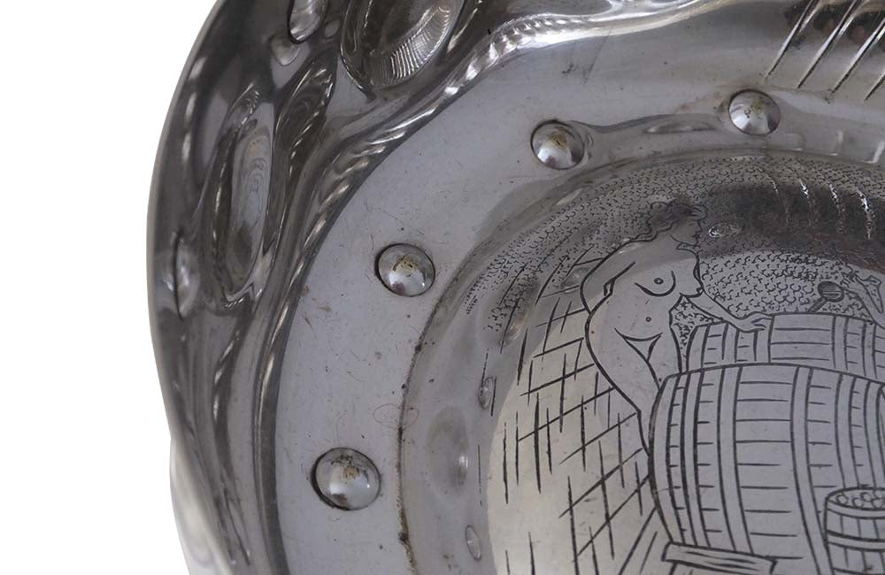 Oversized Engraved Silverplate Wine Tasting Cup-Taste de Vin-Wine & Food Related-Decorative Accessories-Erotic Antiques-AD & PS Antiques