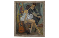 Painting 'During the Interval' by Rault- Oil on Canvas-Portrait-Dancers-Ballet-Framed Painting-French Painting-Wall Decoration-Wall Art-AD & PS Antiques