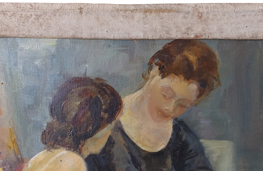 Painting 'During the Interval' by Rault- Oil on Canvas-Portrait-Dancers-Ballet-Framed Painting-French Painting-Wall Decoration-Wall Art-AD & PS Antiques