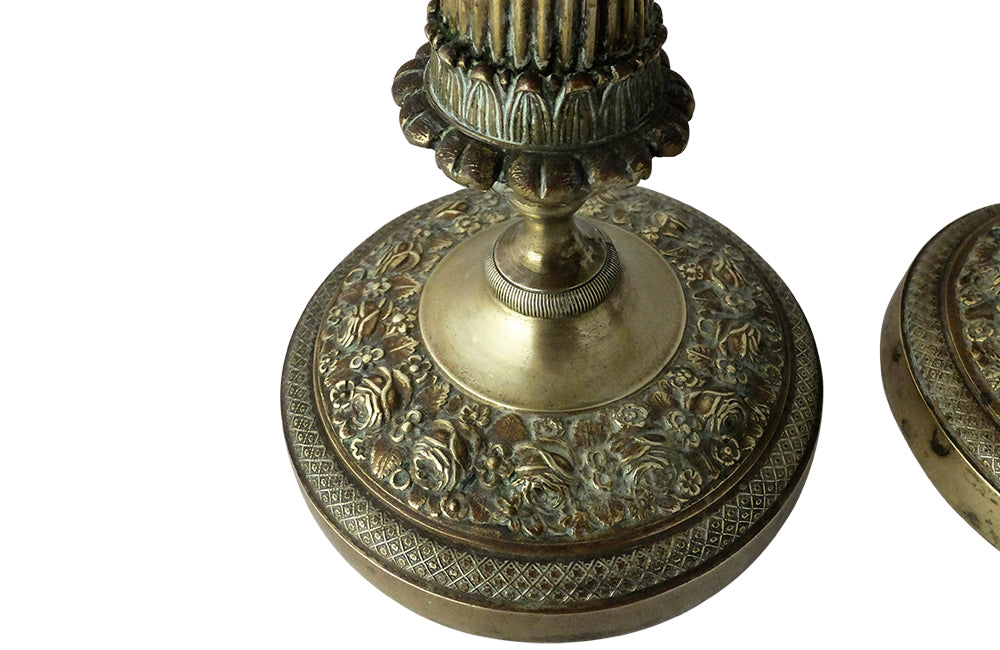 Pair of Brass Neoclassical Revival Candlesticks-19th century French candlesticks-French Antiques-Lighting-Antique Candlesticks-Antique Candle Holders-AD & PS Antiques