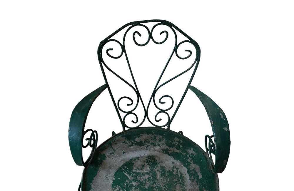 Pair of French iron garden armchairs- Garden Furniture- Iron Garden Chairs -French Antiques- Antique Garden Furniture- Vintage Garden Chairs -Seating - Art Populaire Furniture-AD & PS Antiques