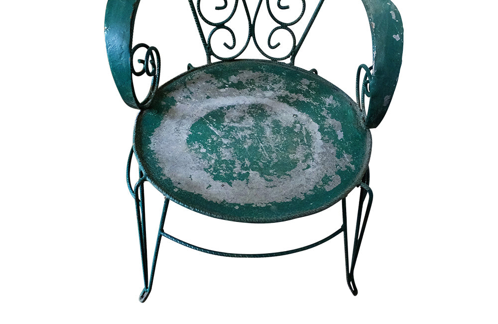 Pair of French iron garden armchairs- Garden Furniture- Iron Garden Chairs -French Antiques- Antique Garden Furniture- Vintage Garden Chairs -Seating - Art Populaire Furniture-AD & PS Antiques