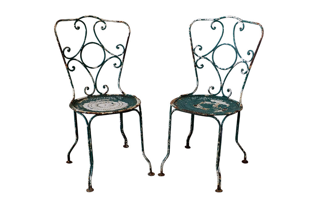 Pair of French Garden Chairs - Antique Garden Furniture - French Antiques -Garden Chairs - Iron Garden Chairs - Garden Antiques - Garden Furniture - Garden Seats - AD & PS Antiques