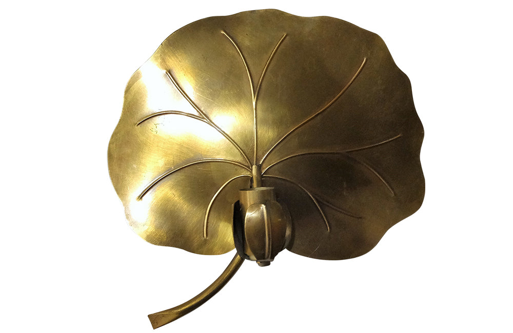 Pair of Brass Lotus Leaf Wall Lights-Lily Pad Wall Lights-Vintage Appliques-Lighting -Mid Century Modern-AD & PS Antiques