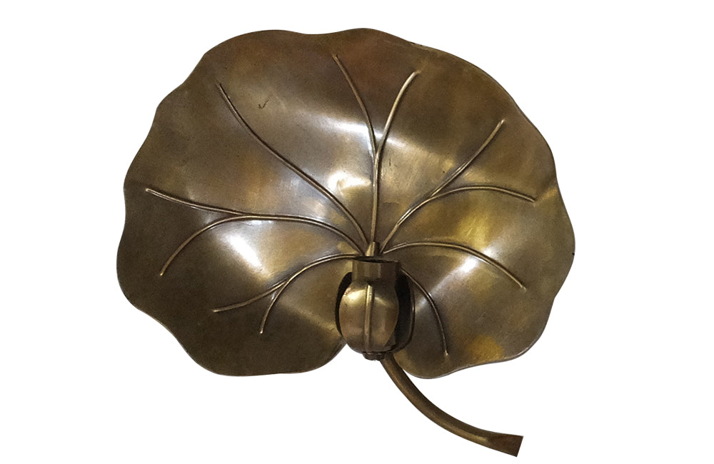 Pair of Brass Lotus Leaf Wall Lights-Lily Pad Wall Lights-Vintage Appliques-Lighting -Mid Century Modern-AD & PS Antiques
