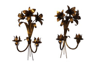 PAIR OF GILT TOLE LILY APPLIQUES