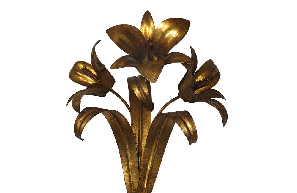 PAIR OF GILT TOLE LILY APPLIQUES