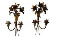 PAIR OF GILT TOLE LILY APPLIQUES