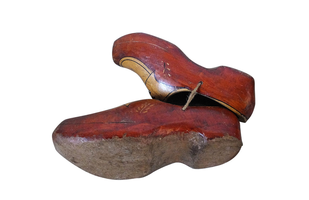 PAIR OF PAINTED WOODEN CLOGS