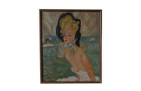 20th century Portrait After Domergue - Oil on Canvas - French Portrait - Signed Art -Vintage Artwork - Decorative Antiques - French Decorative Antiques - Domergue - French Art - Antique Shops Tetbury - AD & PS Antiques