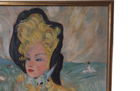 20th century Portrait After Domergue - Oil on Canvas - French Portrait - Signed Art -Vintage Artwork - Decorative Antiques - French Decorative Antiques - Domergue - French Art - Antique Shops Tetbury - AD & PS Antiques