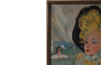 20th century Portrait After Domergue - Oil on Canvas - French Portrait - Signed Art -Vintage Artwork - Decorative Antiques - French Decorative Antiques - Domergue - French Art - Antique Shops Tetbury - AD & PS Antiques