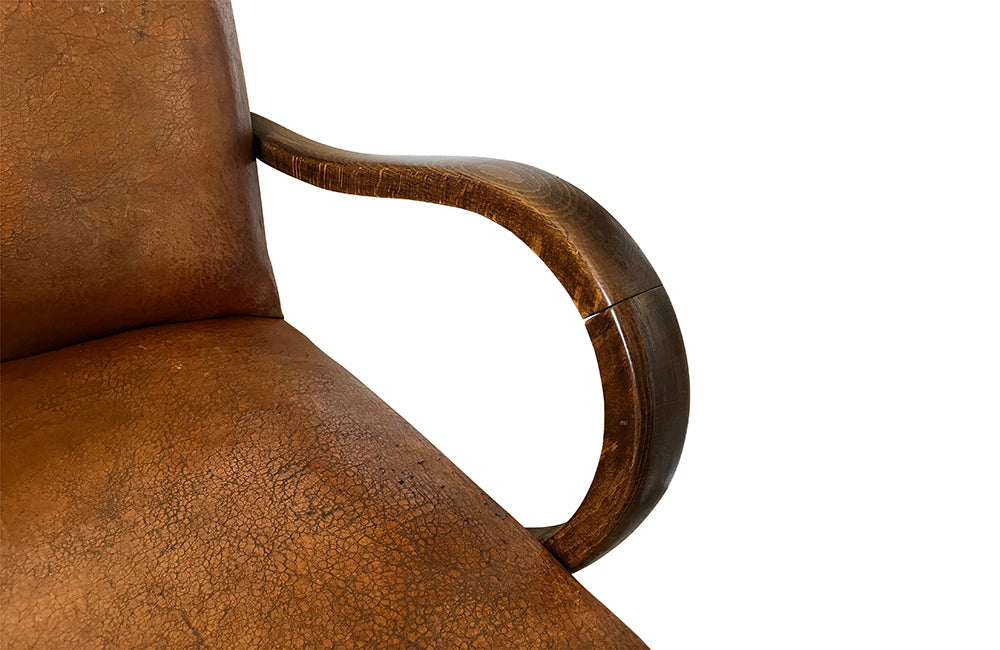 Pair Of French Vintage Leather Bridge Chairs - French Mid Century Furniture - Bridge Chairs - Leather Armchairs - Mid Century Modern Chairs - Armchairs - Vintage Armchairs - Antique Shops tetbury - adpsantiques - AD & PS Antiques