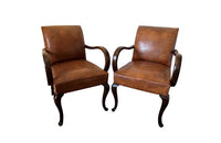 Pair Of French Vintage Leather Bridge Chairs - French Mid Century Furniture - Bridge Chairs - Leather Armchairs - Mid Century Modern Chairs - Armchairs - Vintage Armchairs - Antique Shops tetbury - adpsantiques - AD & PS Antiques