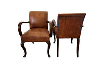 Pair Of French Vintage Leather Bridge Chairs - French Mid Century Furniture - Bridge Chairs - Leather Armchairs - Mid Century Modern Chairs - Armchairs - Vintage Armchairs - Antique Shops tetbury - adpsantiques - AD & PS Antiques