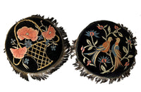 Pair Of 1930s French Round Velvet Cushions - French Decorative Antiques - Antique Textiles - Decorative Accessories - Antiques Cushions - Needlework - Antique Shops Tetbury - adpsantiques - AD & PS Antiques