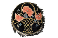 Pair Of 1930s French Round Velvet Cushions - French Decorative Antiques - Antique Textiles - Decorative Accessories - Antiques Cushions - Needlework - Antique Shops Tetbury - adpsantiques - AD & PS Antiques