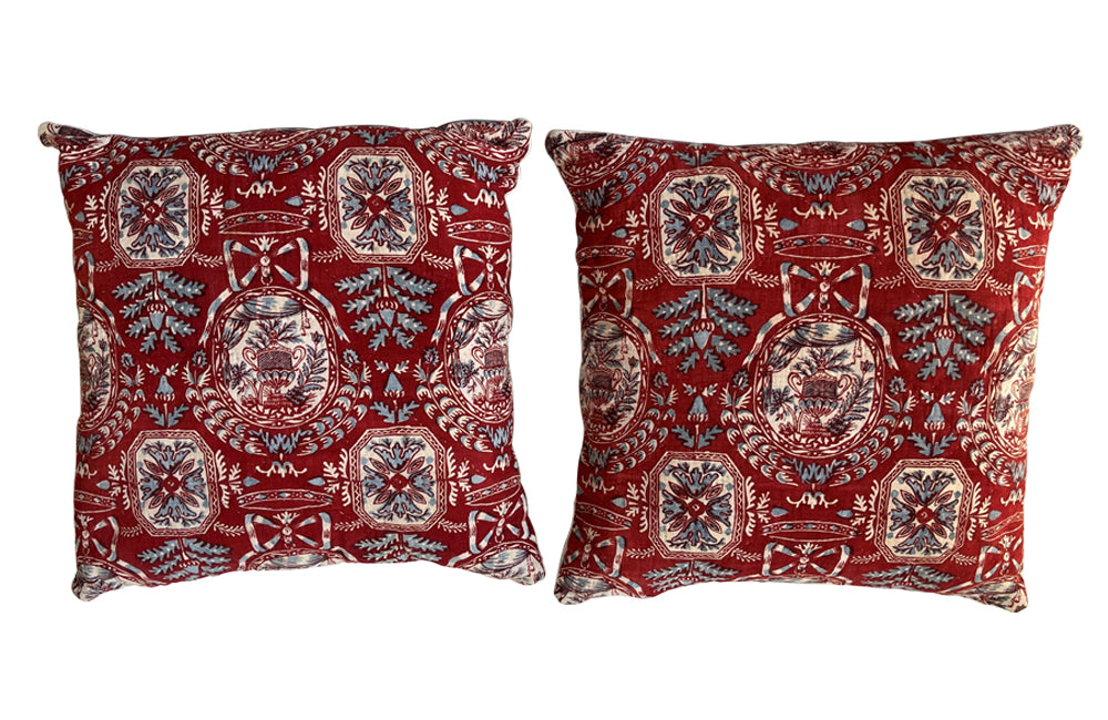 Pair of 19th Century French Quilt Cushions - French Decorative Antiques - Antique textiles - Antique Quilt - French Antique Textiles - Decorative Accessories - Antique Shops Tetbury - adpsantiques - AD & PS Antiques