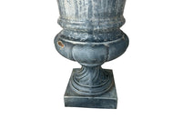 Pair Of Blue Enamelled Cast Iron Medici Urns - French Garden Antiques - Garden Antiques - Antique Planters - Antique Jardinieres - Garden Decoration - Medici Urns - Font Emaille - Enamelled Iron - Garden Decoration - French Antiques - Antique Shops Tetbury - adpsantiques - AD & PS Antiques