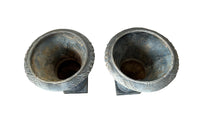 Pair Of Blue Enamelled Cast Iron Medici Urns - French Garden Antiques - Garden Antiques - Antique Planters - Antique Jardinieres - Garden Decoration - Medici Urns - Font Emaille - Enamelled Iron - Garden Decoration - French Antiques - Antique Shops Tetbury - adpsantiques - AD & PS Antiques