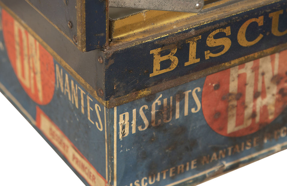 Pair of French Biscuit Tins with Glass Panel Lids- Decorative Accessories- Advertising Antiques -Kitchenalia- French Antiques - Biscuit Tins - AD & PS Antiques