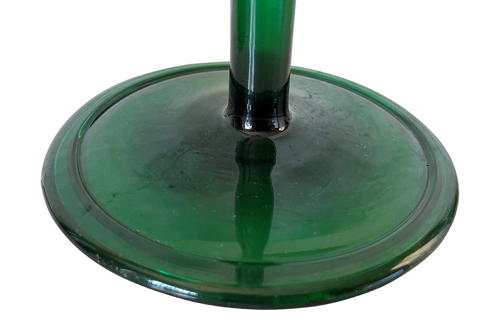 PAIR OF LARGE GREEN TRUMPET VASES