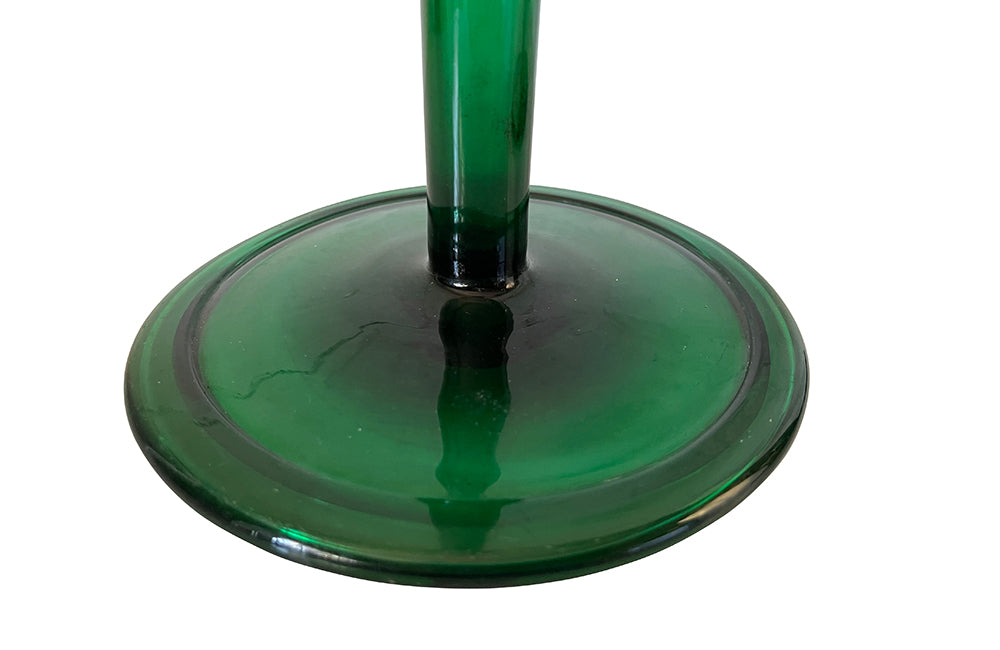 PAIR OF LARGE GREEN TRUMPET VASES