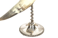 PAIR OF HORN & SILVERPLATE CANDLESTICKS