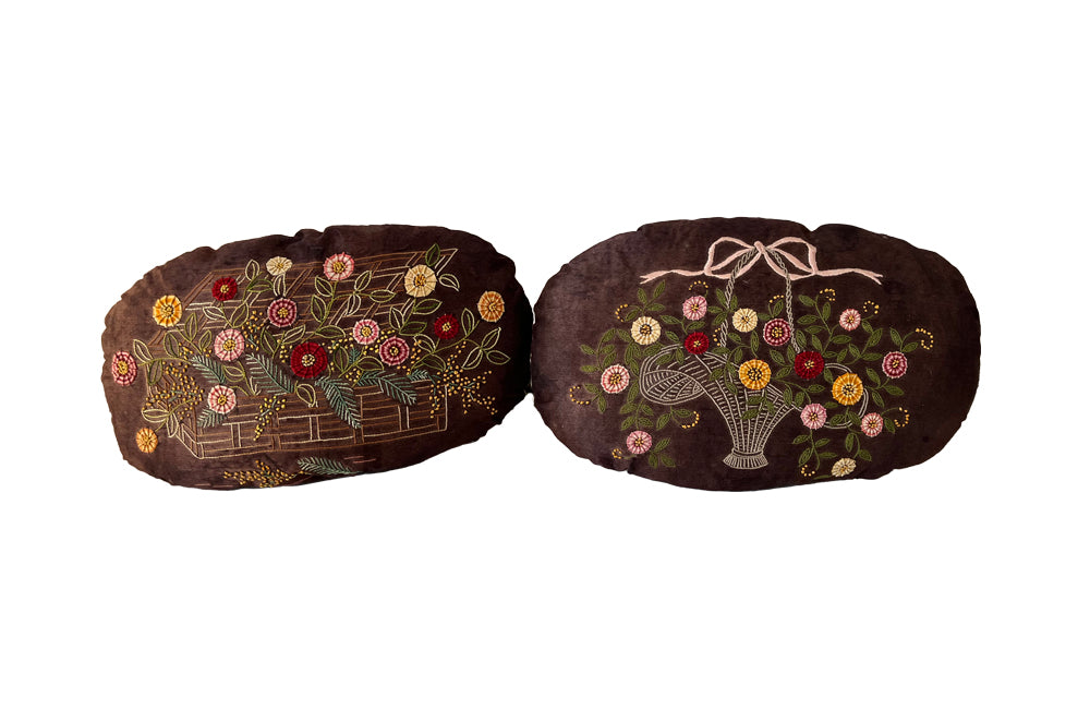 Pair Of 1930s French Oval Needlework Cushions - French Decorative Antiques - Antique Textiles  - Cushions - Pillows - Decorative Accessories - Antique Shops Tetbury - adpsantiques -AD & PS Antiques