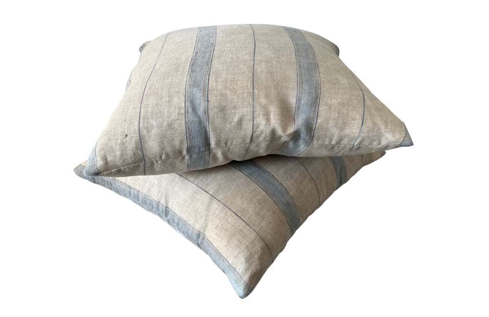 Pair Of French Antique Linen Cushions - French Decorative Antiques - Antique Textiles - Antique French Textiles - Cushions - Pillows - Soft Furnishings - Antique Decorative Accessories - Antique Shops Tetbury - adpsantiques - AD & PS Antiques