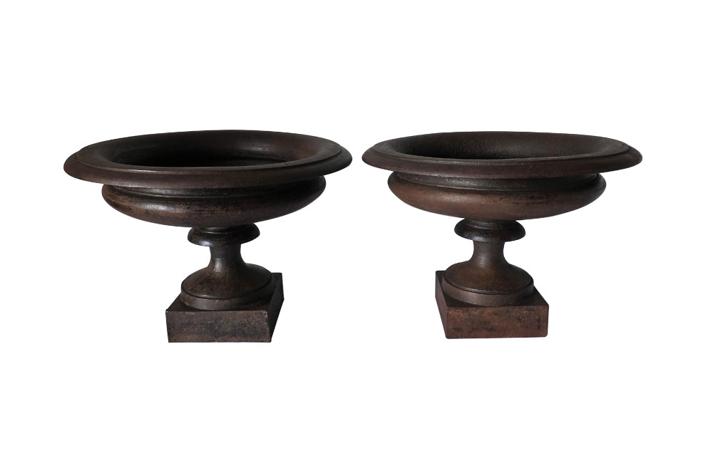 Pair of French 19th century cast iron planters-Antique Jardinieres-Garde Accessories-Garden Antiques-Garden-Iron Urns-French Antiques-AD & PS Antiques