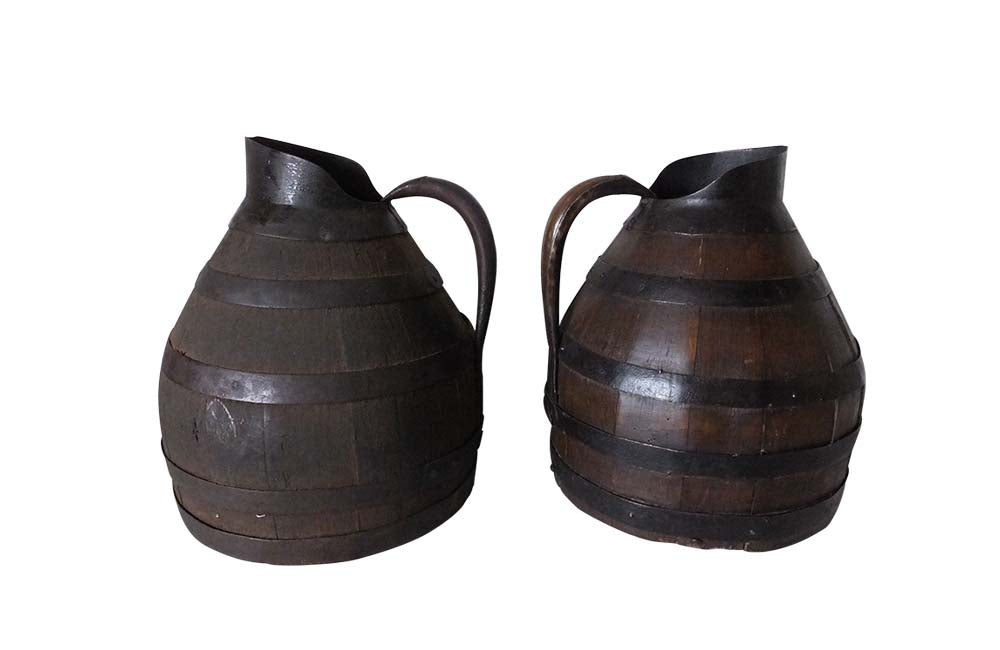 Pair of 19th Century Wine Jugs-Burgundy Wine Pitchers-French Antiques-Decorative Accessories-Kitchenalia-AD & PS Antiques