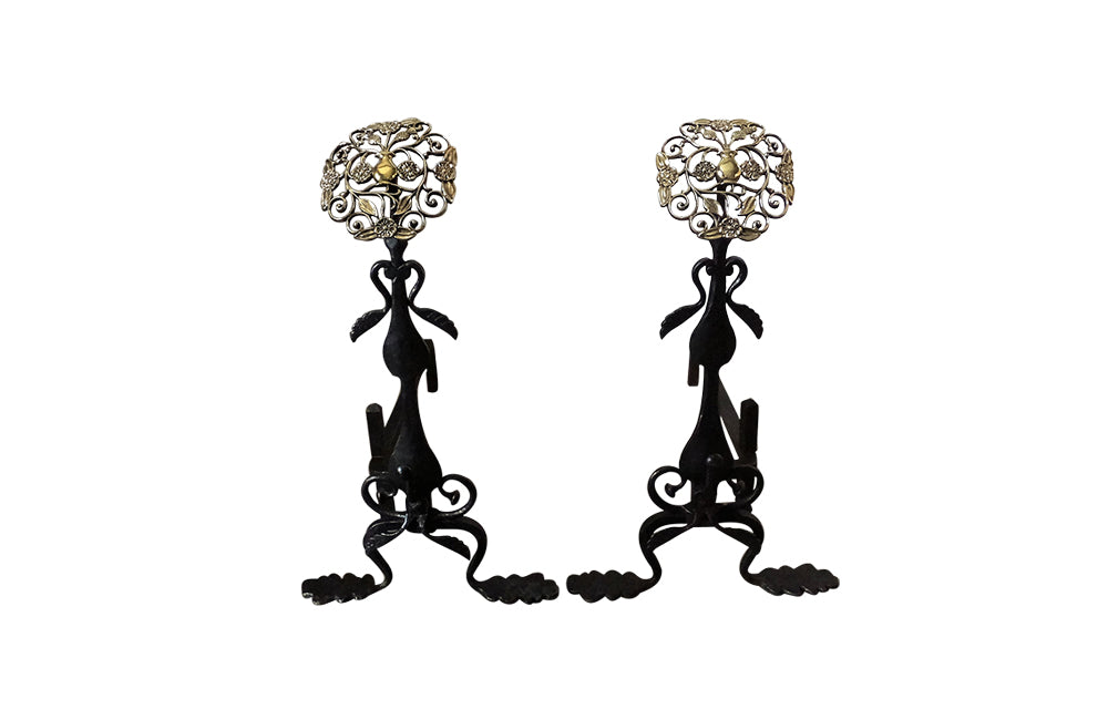 Pair of Aesthetic Movement Andirons - Firedogs - Antique Andirons - Aesthetic Movement - arts & crafts - Fireplace Accessories - Antique Shops Tetbury - AD & PS Antiques