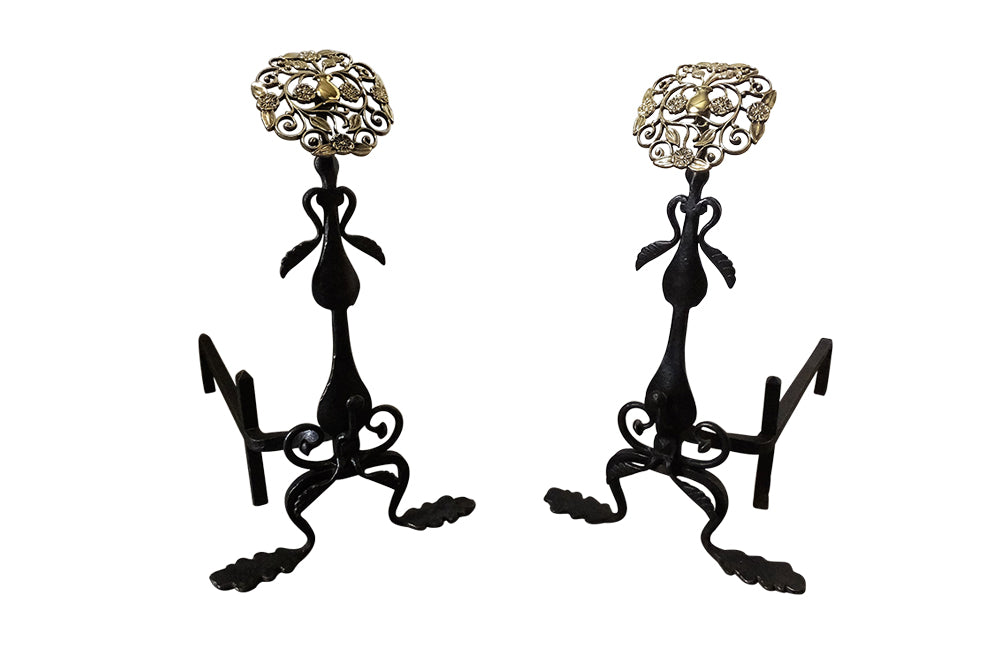 Pair of Aesthetic Movement Andirons - Firedogs - Antique Andirons - Aesthetic Movement -  arts & crafts - Fireplace Accessories - Antique Shops Tetbury - AD & PS Antiques