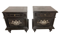 Pair Of French Napoleon III Ebonised Nightstands - Antique End Tables - Antique Bedside Tables - Chevets - Antique Side Tables - Antique Tables - French Antique Furniture - French Antiques - Decorative Antiques - Inlaid Furniture - AD & PS Antiques