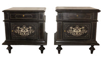 Pair Of French Napoleon III Ebonised Nightstands - Antique End Tables - Antique Bedside Tables - Chevets - Antique Side Tables - Antique Tables - French Antique Furniture - French Antiques - Decorative Antiques - Inlaid Furniture - AD & PS Antiques