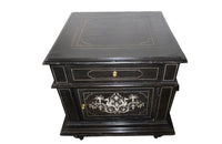 Pair Of French Napoleon III Ebonised Nightstands - Antique End Tables - Antique Bedside Tables - Chevets - Antique Side Tables - Antique Tables - French Antique Furniture - French Antiques - Decorative Antiques - Inlaid Furniture - AD & PS Antiques