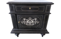 Pair Of French Napoleon III Ebonised Nightstands - Antique End Tables - Antique Bedside Tables - Chevets - Antique Side Tables - Antique Tables - French Antique Furniture - French Antiques - Decorative Antiques - Inlaid Furniture - AD & PS Antiques
