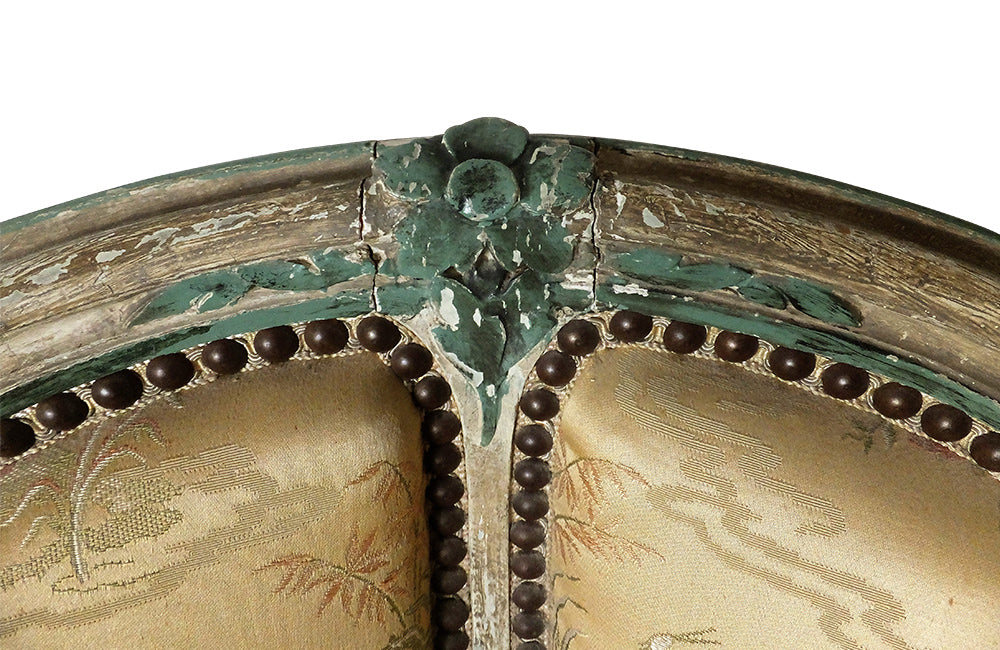 Pair of French Louis XV Revival Armchairs-Pair Of French 19th Century bergeres-French Antiques-Seating-Antique Seating -Silk Upholstery-AD & PS Antiques