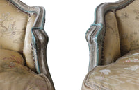 Pair of French Louis XV Revival Armchairs-Pair Of French 19th Century bergeres-French Antiques-Seating-Antique Seating -Silk Upholstery-AD & PS Antiques