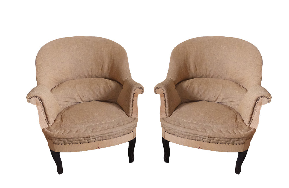 Pair of French Armchairs-French Antiques-French crapauds-Upholstered Arnchairs-Antique Seating-Napoleon III Armchairs-AD & PS Antiques