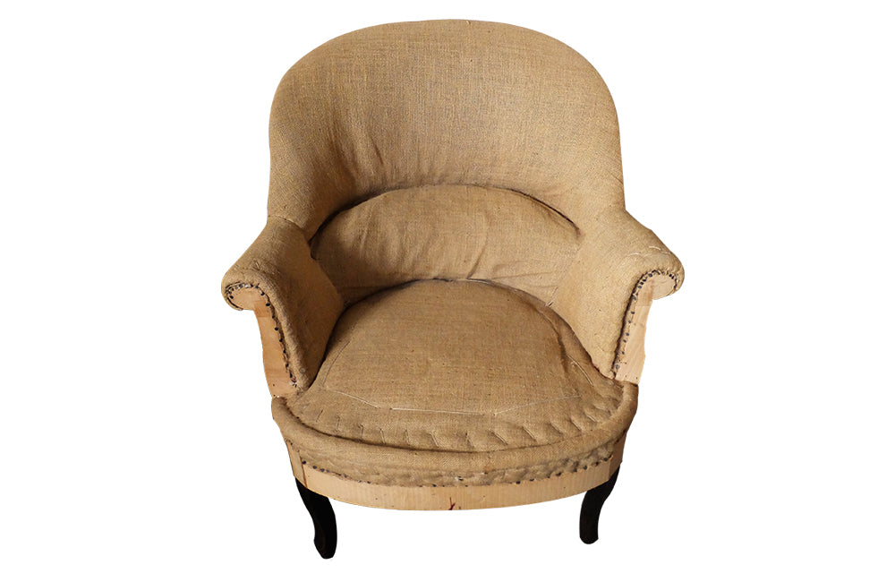 Pair of French Armchairs-French Antiques-French crapauds-Upholstered Arnchairs-Antique Seating-Napoleon III Armchairs-AD & PS Antiques