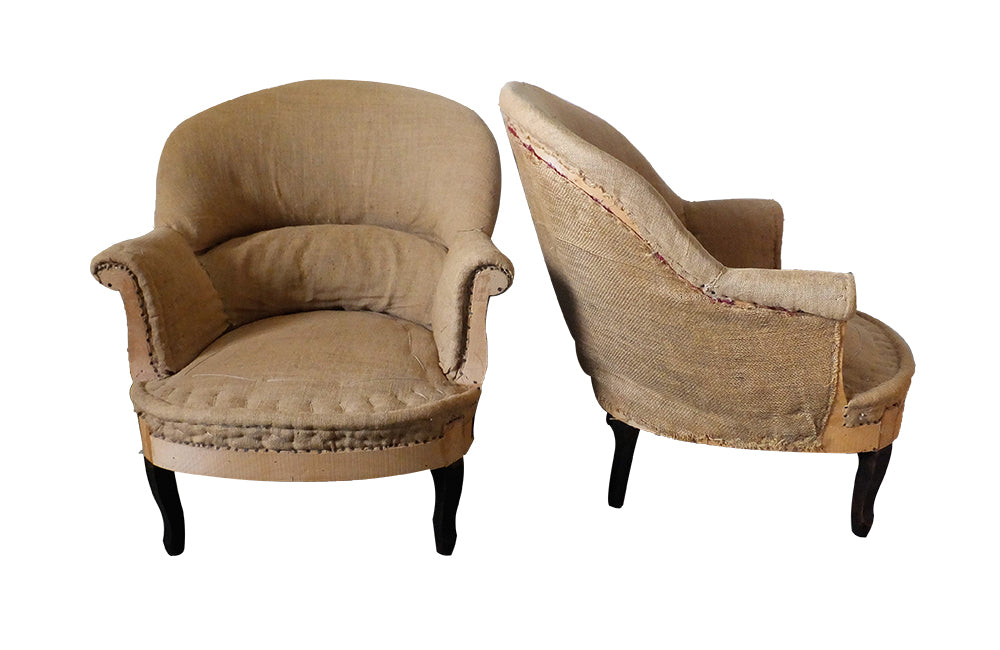 Pair of French Armchairs-French Antiques-French crapauds-Upholstered Arnchairs-Antique Seating-Napoleon III Armchairs-AD & PS Antiques