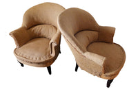 Pair of French Armchairs-French Antiques-French crapauds-Upholstered Arnchairs-Antique Seating-Napoleon III Armchairs-AD & PS Antiques