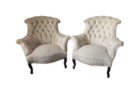 Pair Of French Button Back Armchairs-Napoleon III Armchairs-Large Antique Armchairs-French Antiques-Antique Seating-AD & PS Antiques