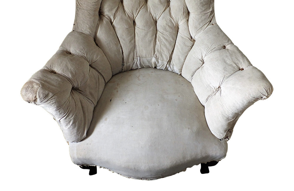 Pair Of French Button Back Armchairs-Napoleon III Armchairs-Large Antique Armchairs-French Antiques-Antique Seating-AD & PS Antiques