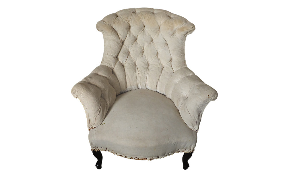 Pair Of French Button Back Armchairs-Napoleon III Armchairs-Large Antique Armchairs-French Antiques-Antique Seating-AD & PS Antiques